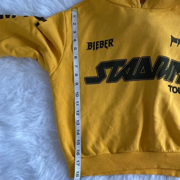 H&M x Justin Bieber Hoodie | Size Small | Yellow Graphic Sweatshirt - Picture 8 of 8